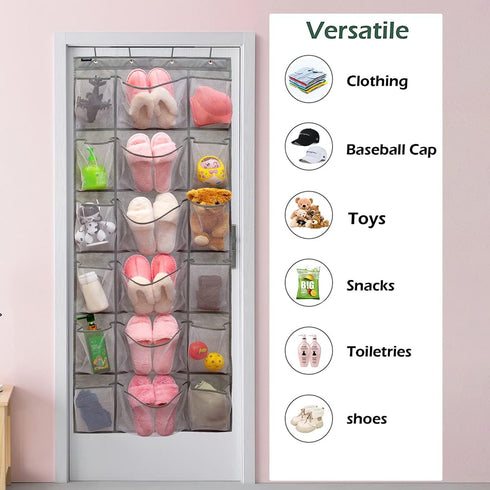 Over The Door Hanging Shoe Rack Organizer 18 Pockets Organizer with 6 Extra Large Mesh Pockets for Shoe Holder Storage (18 Pockets) by ANZORG