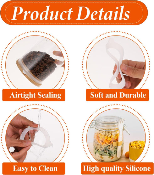 10Pcs Rubber Seals for Glass Jars, Replacement Silicone Jar Gaskets for Clip Top Storage Jars, Leak Proof Jar Seal