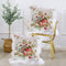 FADFAY Rose Floral Throw Pillow Covers, 18x18 Set of 2 Cotton Cushion Covers, White Ruffle Decorative Pillowcases
