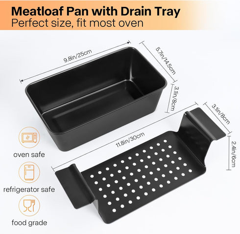 4 Pack Nonstick Meatloaf Pan with Drain Tray, 9x5 Inch Bakeware Pan for Oven Baking Bread and Roasting Meat