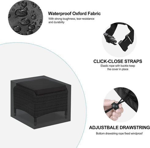 28.3 28.3 16.9 inch Patio Ottoman Cover Waterproof, x x Rectangular Outdoor Side Table Cover, Durable Outdoor Furniture
