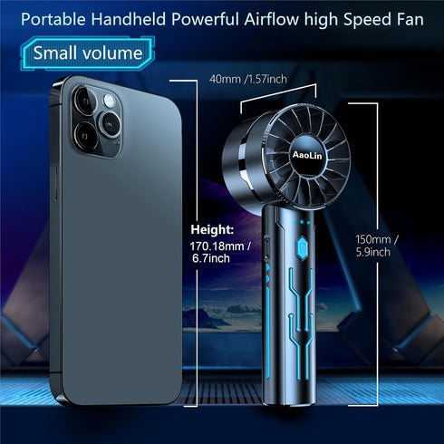 USB Rechargeable Mini Handheld Fan, 7000 RPM High Speed Motor, 4-Speed Wind Fans, Lasts 4-16 Hours, Summer Outdoor Gifts