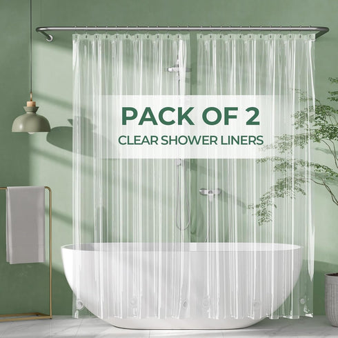 AmazerBath Shower Curtain Liner 2 Pack, 72 x 78 Inches, PEVA Plastic with 12 Rustproof Grommet