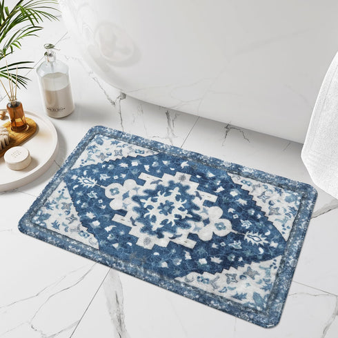 Uphome 20x31 inch Boho Bathroom Rugs, Vintage Non-Slip Bath Rug, Soft Machine Washable Tribal Floral Mat for Bathroom