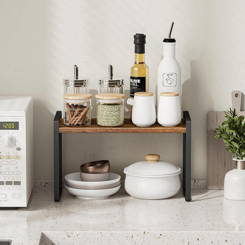 Giikin Countertop Shelf Organizer - Retro Style Cabinet Shelf for Pantry, Kitchen, Bathroom, 15.7 Inches