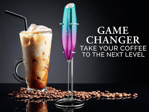 Zulay Executive Series Ultra Premium Gift Milk Frother for Coffee, Handheld Foam Maker with Deluxe Radiant Finish