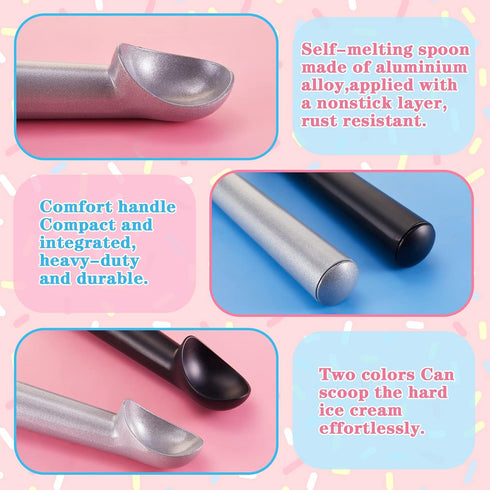 12 7 Inch Frozen Gejoy Pcs Ice Cream Scoop Nonstick Anti Freeze Ice Cream Scooper Aluminum Design Dessert Spoon