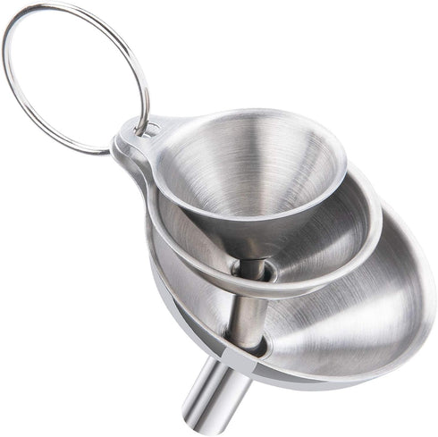 3pcs Small Kitchen Funnels for Filling Bottles, Food Grade Metal, Stainless Steel Funnels for Essential Oils, Spices