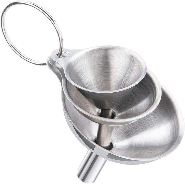 3pcs Small Kitchen Funnels for Filling Bottles, Food Grade Metal, Stainless Steel Funnels for Essential Oils, Spices
