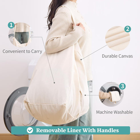 2 120L, Laundry Hamper with Wheels - Section Laundry Basket Removable Washable Bags, Height-Fitted Rolling Laundry Cart