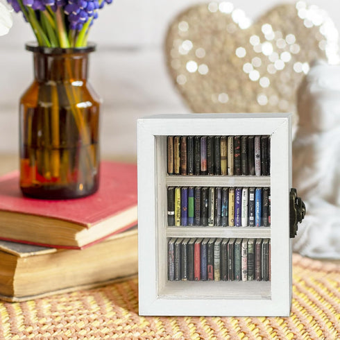 WAIZHIUA 60pcs Anxiety Bookshelf Mini Book Shelfs Ornament Miniature Bookshelf Decor Shake Away Your Anxiety Miniature