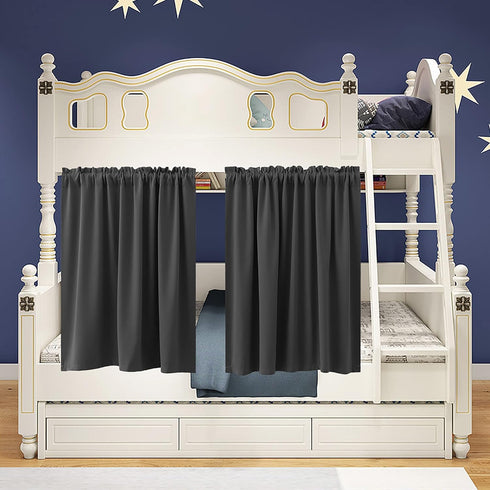 KOUFALL Dark Gray Half Curtains for Windows, Small Room Darkening Rod Pocket Curtains 34 x 30 Inch