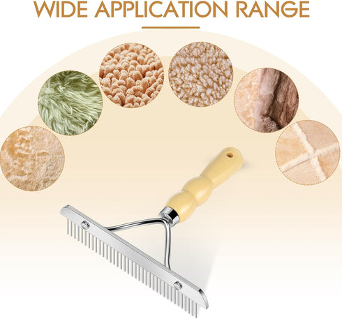 Hand Held Carpet Rake, Portable Rug Comb for Matted Carpet, Metal Carpet Rake for Plush Carpet Softness