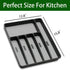 Silverware Organizer Plastic Tray for Kitchen Drawer, 6 Compartment Utensil Organizer in Black