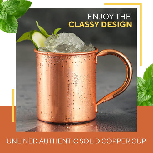 Moscow Mule Copper Mug, Authentic Unlined 16 oz by Solid Copper
