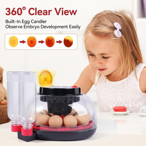 12 360 Egg Incubators for Hatching Eggs, Chicken Egg Incubator with Automatic Egg Turning and Temperature Humidity
