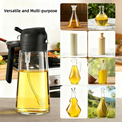 16oz/470ml 2 1 Oil Sprayer for Cooking, in Oil Dispenser for Kitchen, Olive Oil Sprayer, Food Grade Glass Bottle