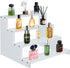 4 Tier White Wooden Display Stand Step Shelf Organizer for Perfume Skincare