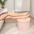 15-Inch Compact Round Ottoman with Hidden Storage - Pink