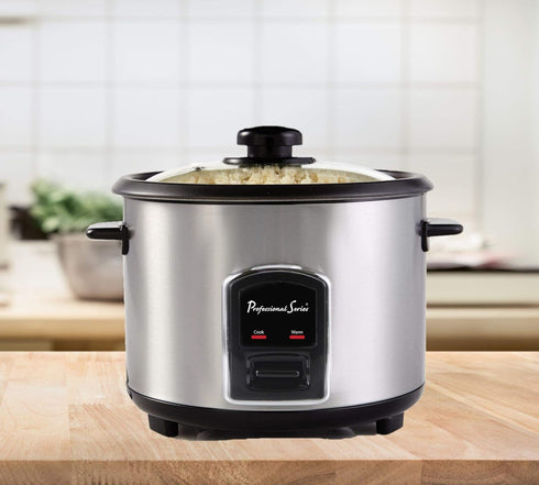 6-Cup Professional Series Rice Cooker with Glass Lid Stainless Steel