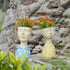 5x6x10.5 Inch DiliComing Face Planter Pot Head Planter - Resin Blue Boy Head Planters for Indoor Outdoor Plants