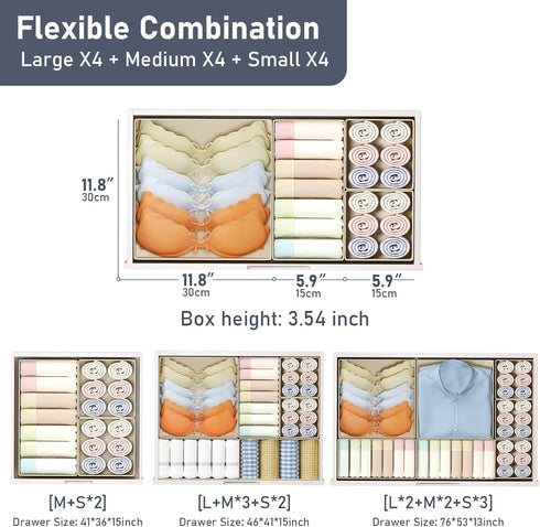 12 Pack Closet DIMJ Drawer Organizer Clothes, Dresser Organizer, Foldable Organizers and Storage, Fabric Dresser Bins