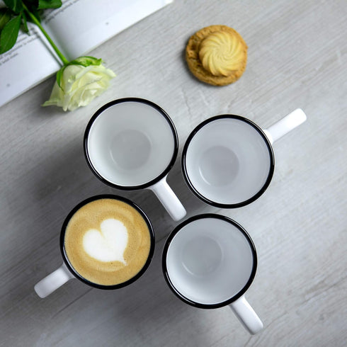City to Cottage 10oz Ceramic Cappuccino Mug with Large Handle for Latte, Hot Chocolate, Tea, White and Black Polka Dot