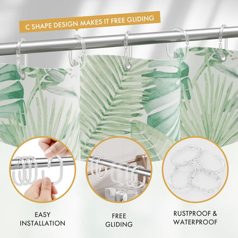 Amazer Plastic Shower Curtain Rings, 24 Pcs C Shaped Hooks for Shower Curtain, Clear for Bathroom