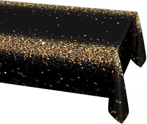Decor365 9x5 ft Fabric Champagne Gold Tablecloth for Black Gold Party Decoration, Graduation, and Birthday Celebrations