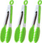Mini Tongs with Silicone Tips, 7 Inches Silicone Cooking Tongs, Set of 3 in Green