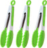Mini Tongs with Silicone Tips, 7 Inches Silicone Cooking Tongs, Set of 3 in Green