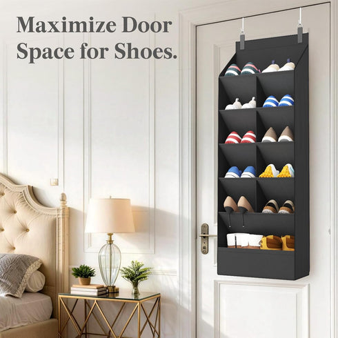 6 11 Closet, 12 Lifewit Tier Over the Door Shoe Organizer with Large Deep Pockets, Fabric Hanging Shoes Shelf for Dorm