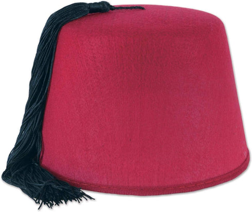 Beistle 3 Piece Felt Fez Hats, Red/Black (S60065AZ3)