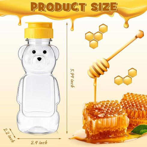 48 8 oz Thenshop Pcs Plastic Bear Honey Bottle Jars Empty Honey Squeeze Bottle with Yellow Flip-top Lid for Storing