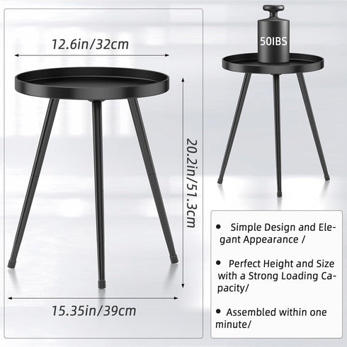 SYQ Round Metal Side Table Small End Table for Indoor Outdoor, Mid Century Modern Decor, Simple Circle Accent Table