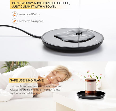 2 Settings, Lesipee Mug Warmer, Coffee Cup Warmer for Desk with Auto Shut Off, Candle Warmer, Electric Beverage Warmer