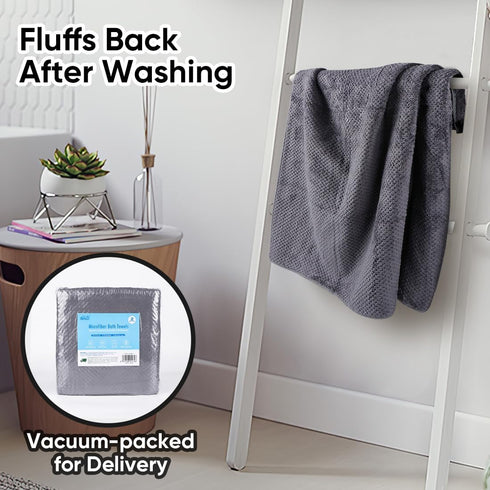 2 Pack, Set, HOMEXCEL Grey Bath Towels Microfiber Bathroom Towel, Super Soft Highly Absorbent Bath Towel Quick Drying