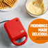 Tasty Mini Nonstick Waffle Maker, Perfect for Individual Waffles, Hash Browns, Brownies and more, Quick Results, Easy Clean Up, 600W, Red by Tasty