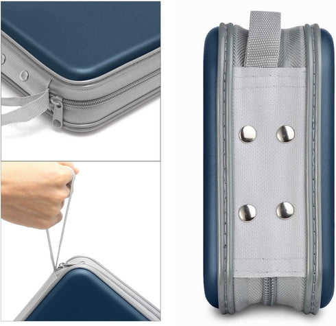 CD Case: 40 Capacity Hard Plastic DVD Disc Holders Storage Binder for Car, Home, Office, Travel (Dark Blue)