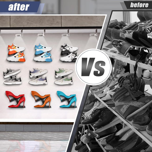 Floating Shoe Shelves - Sturdy Wall-Mount Sneaker Display Rack