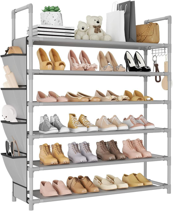 LANTEFUL 6 Tier Shoe Rack Storage for 24-30 Pairs Shoe and Boot,