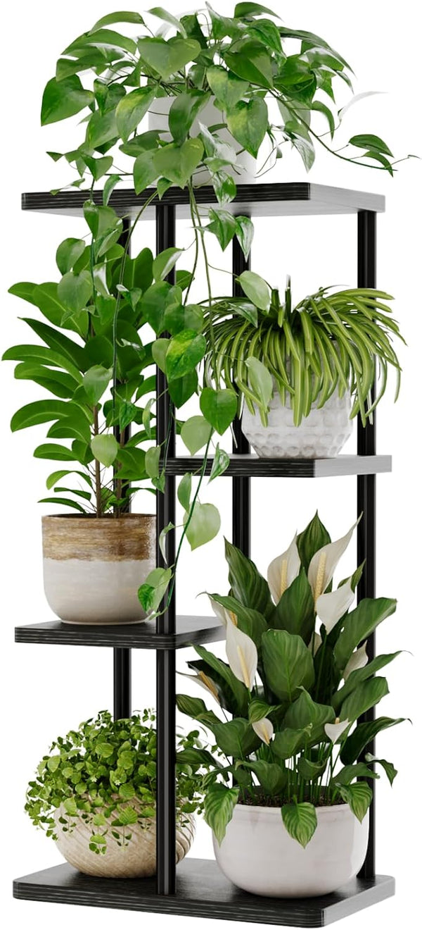 Bamworld Corner Plant Stand Indoor, 4 Tier Metal Plant Shelf for Multiple