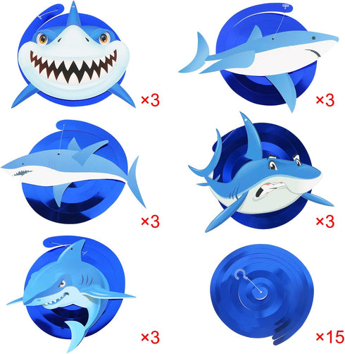 30PCS Shark Hanging Swirls Decorations - Summer Pool Under the Sea Party Supplies for Baby Shark Birthday