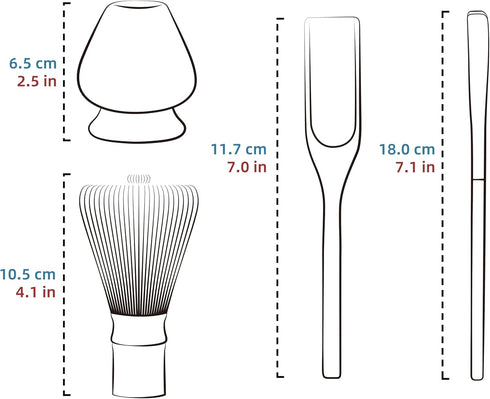 TEANAGOO MA-01 Japanese Matcha Ceremony Accessory Set, Whisk, Scoop, Spoon, Whisk Holder