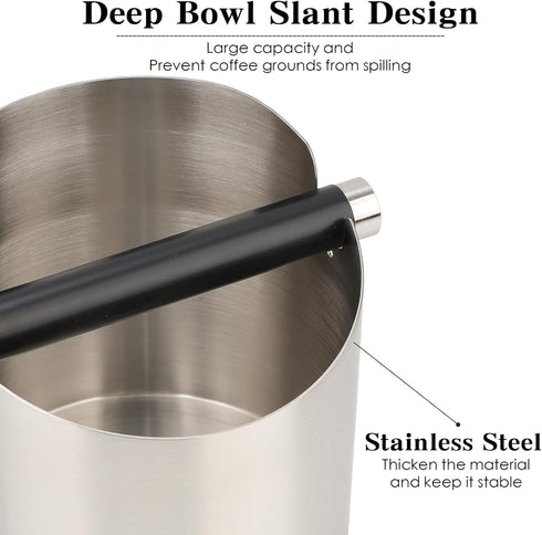 Italian Espresso Tapping Box, Stainless Steel Coffee Grinding Box with Detachable Tapping Rod