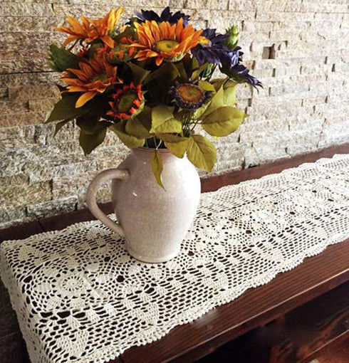 Scarves,16 35 Inches. White Handmade Crochet Cotton Table Runner Lace Doilies Doily Rectangle Dresser by