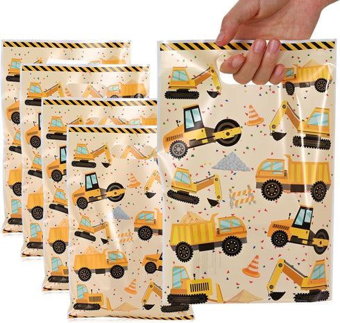 HappFestiv 50 Pcs Construction Party Favor Bags, Construction Vehicle Plastic Treat Bags, Engineering