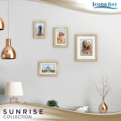Icona Bay 5x7 Mat to 4x6 Ash Brown Picture Frame - Solid One-Piece Wood Composite, Modern Farmhouse Design