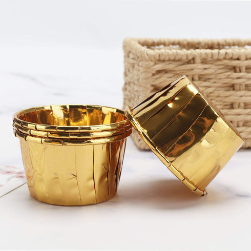 EUSOAR Gold Cupcake Cups - 3.5 Oz, 50pcs Disposable Foil Muffin Liners, Ramekin Aluminum Holders for Baking
