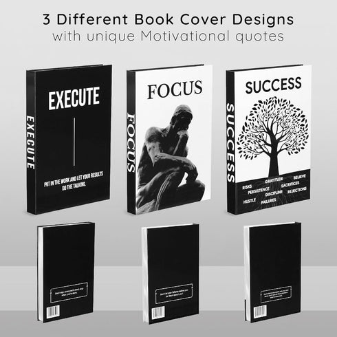 Set 3 Motivational Desk Dcor of Decorative Books for Modern Home Office Decor Shelf Aesthetic Black & White Faux/Fake